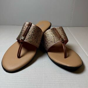 Good Soles by Catherine's Jewelled Thong Rose Gold Sandals